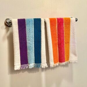 60s Vintage 🧡 Fieldcrest Colorful Stripe Fringed Hand Towels